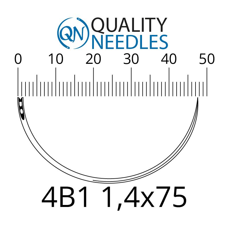 Голки хірургічні ріжучі, 4/8 (1/2), пружинне вушко, розмір 1,4х75 мм, 10 шт.